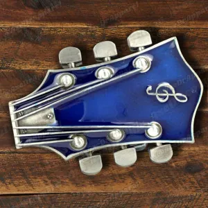 Guitar Belt Buckle Blue / Guitar Headstock Belt Buckle