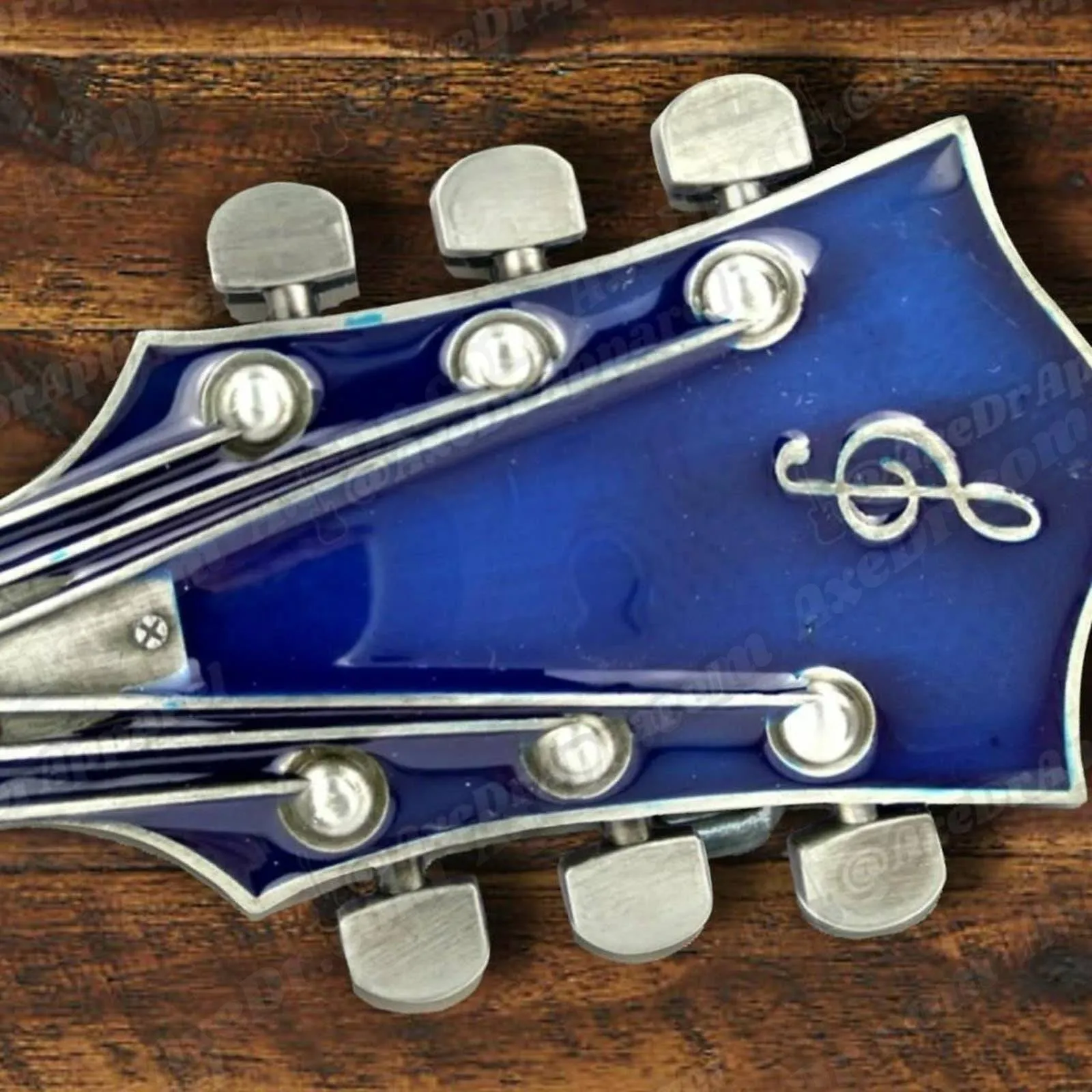 Guitar Belt Buckle Blue / Guitar Headstock Belt Buckle