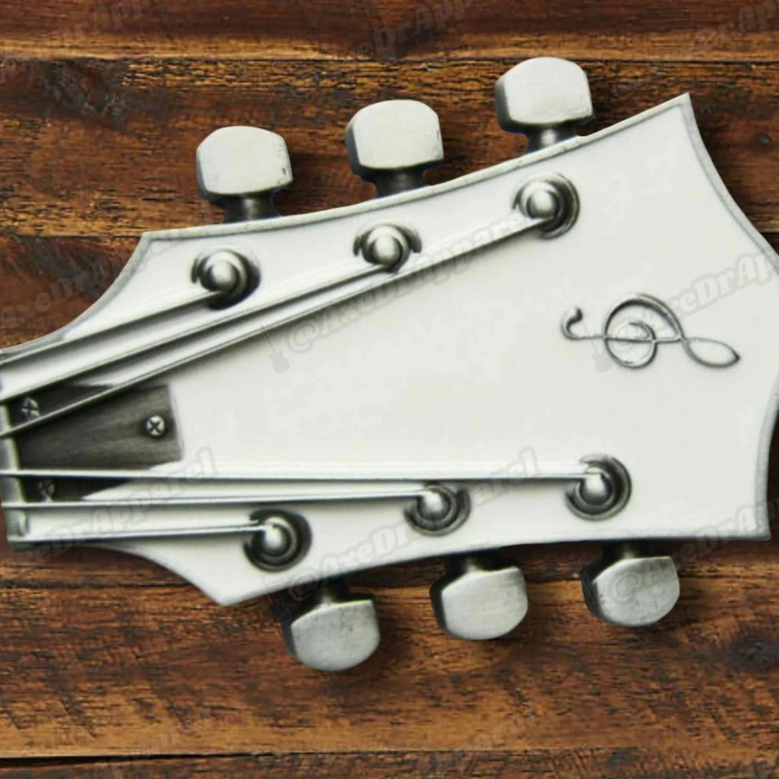 Guitar Belt Buckle White / Guitar Headstock Belt Buckle