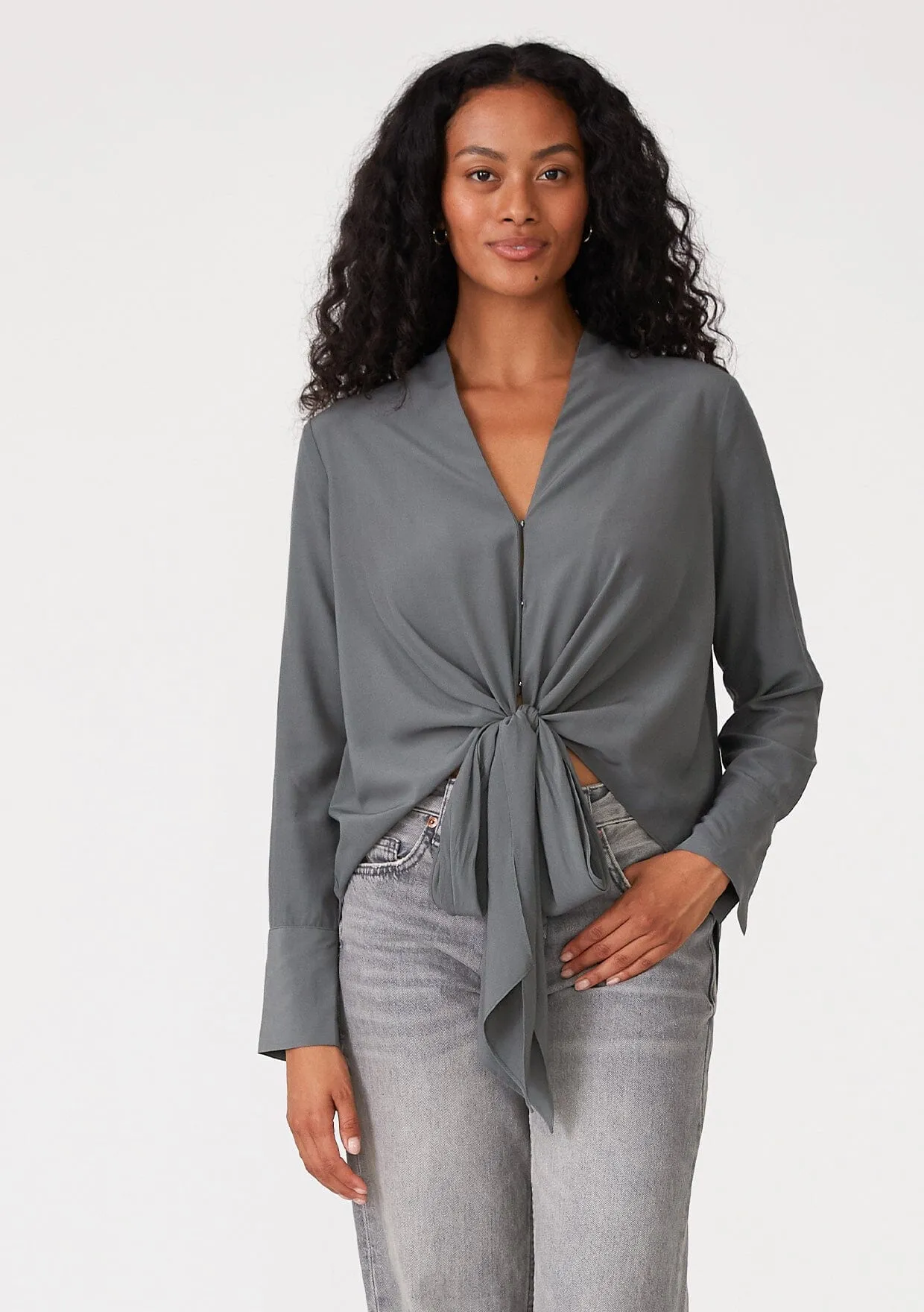 Happy Hour Tie Front Blouse