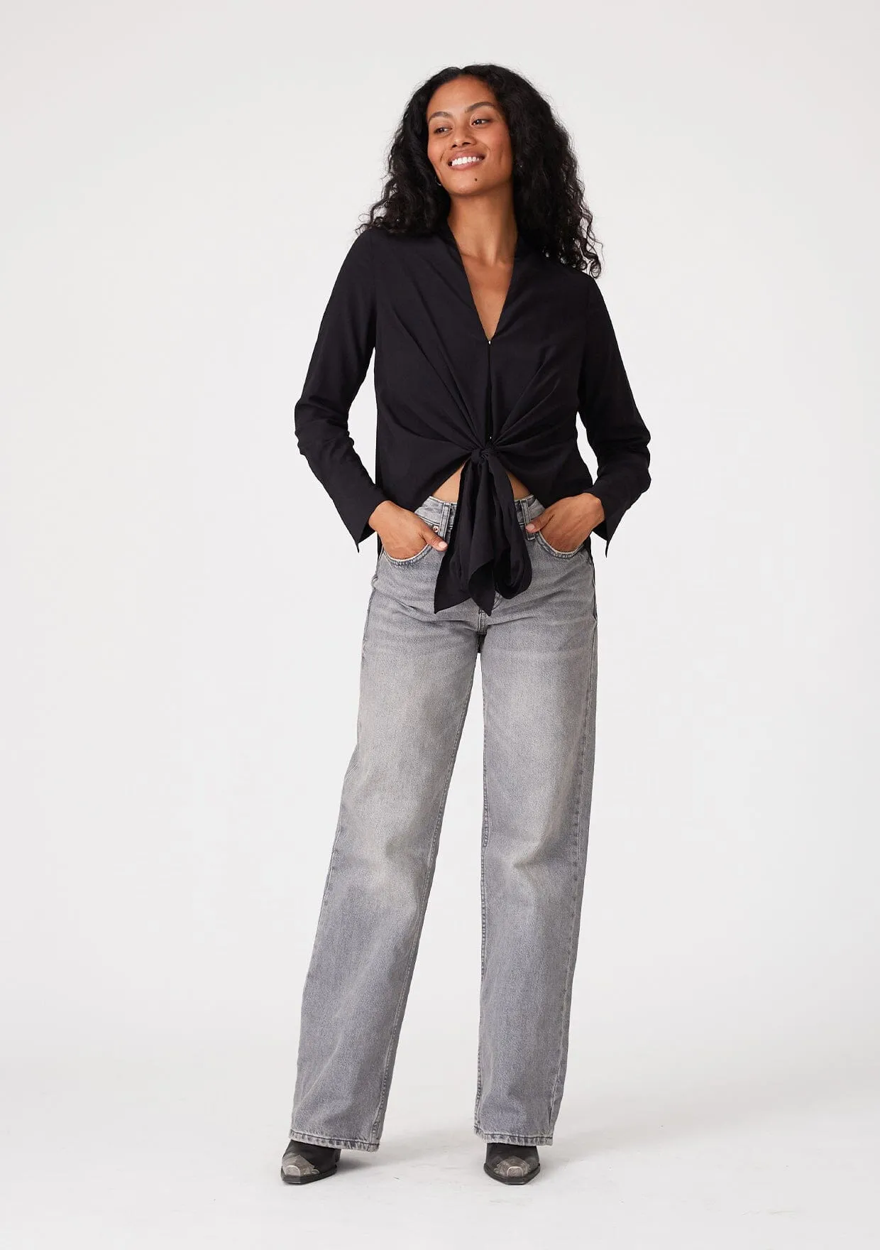 Happy Hour Tie Front Blouse