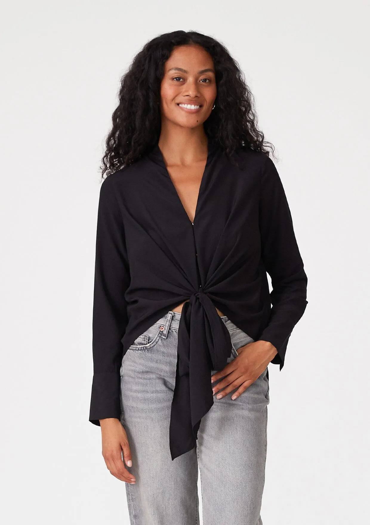 Happy Hour Tie Front Blouse