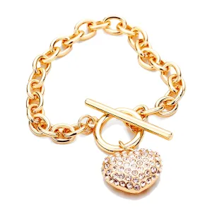 Heart Toggle Charm Bracelet