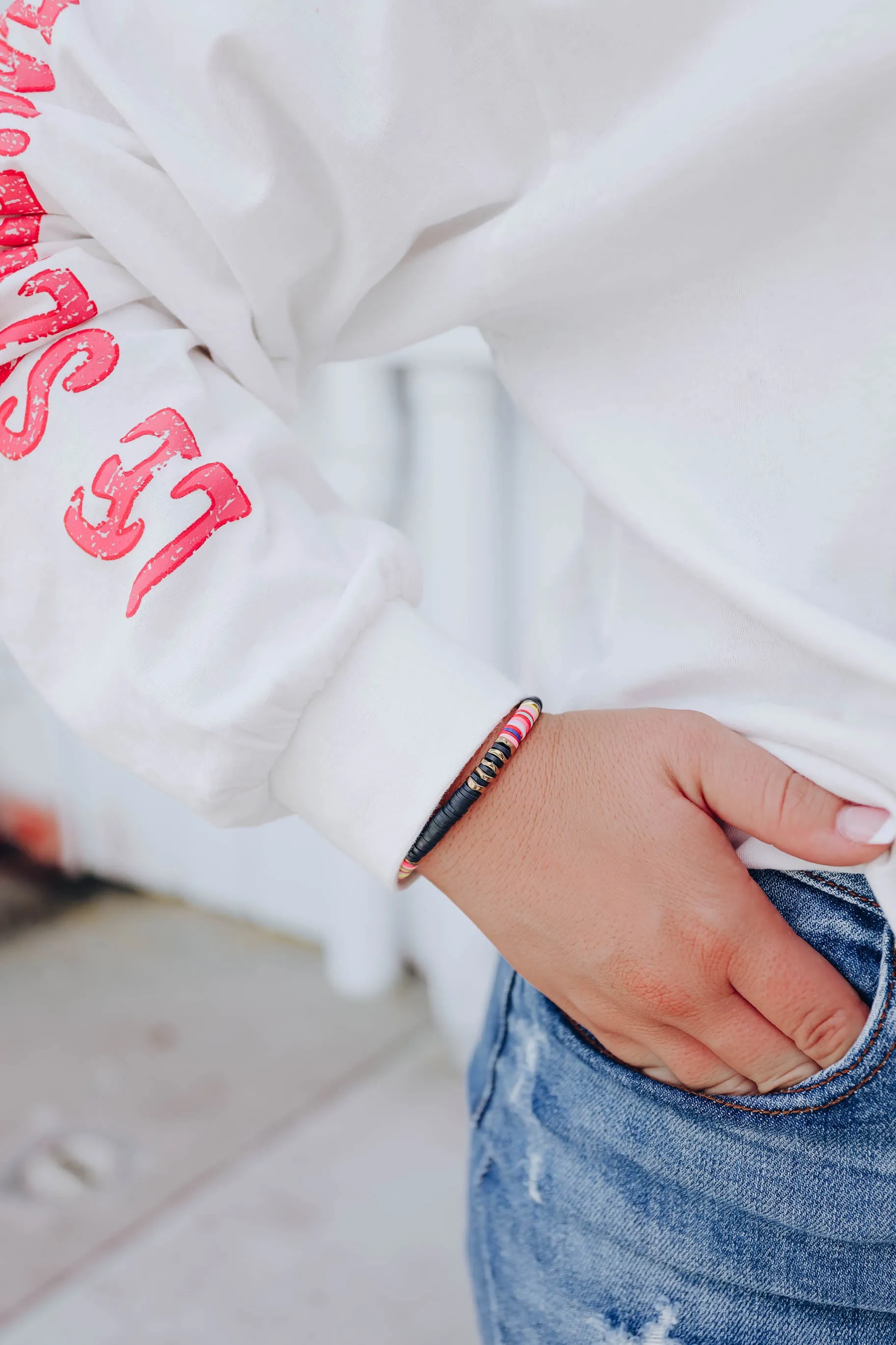 Heishi Rubber Disc Bracelet - Black