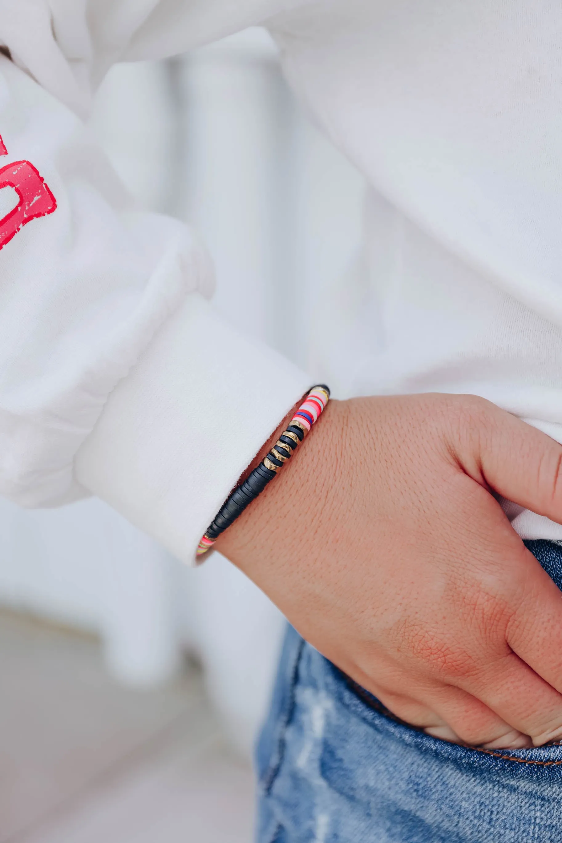 Heishi Rubber Disc Bracelet - Black