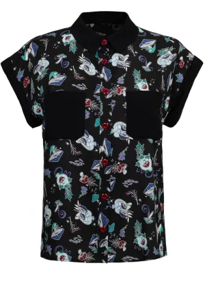 Hell Bunny Amanita Mushroom 80's Shirt Black