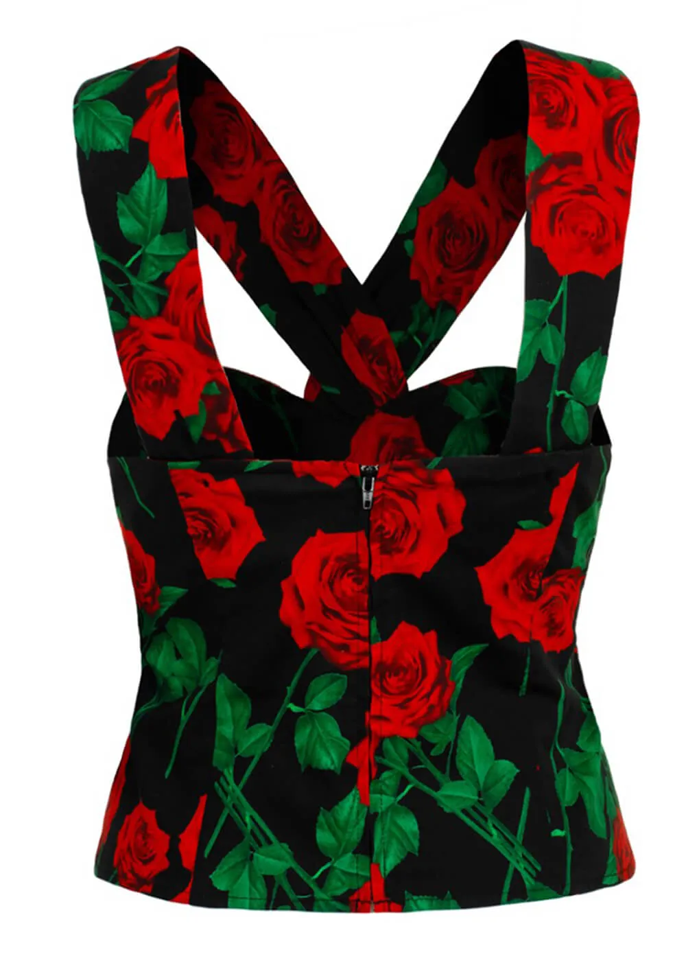 Hell Bunny Dolce Vita Roses 50's Top Black