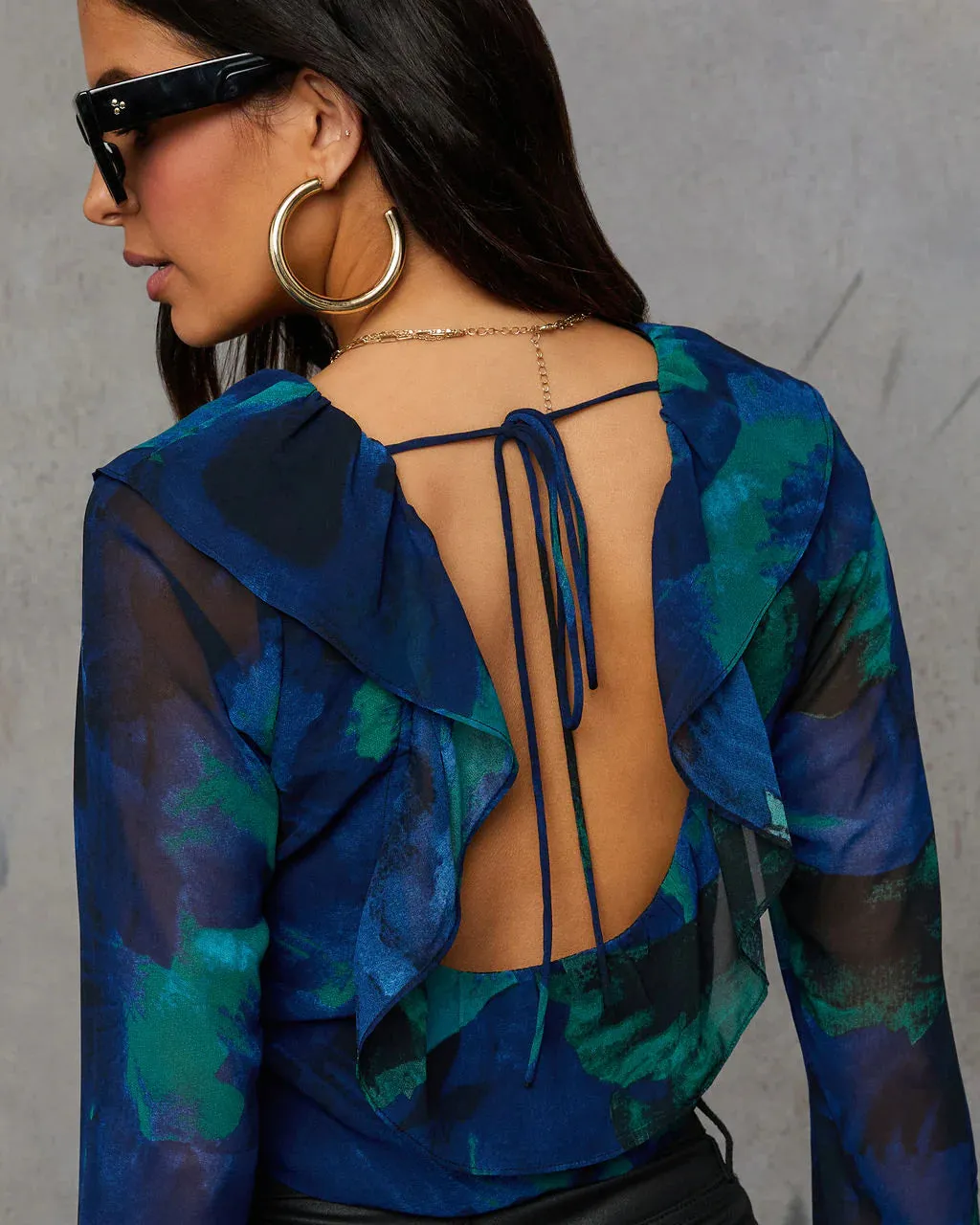 Hit The Town Front Tie Ruffle Top
