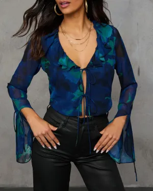 Hit The Town Front Tie Ruffle Top