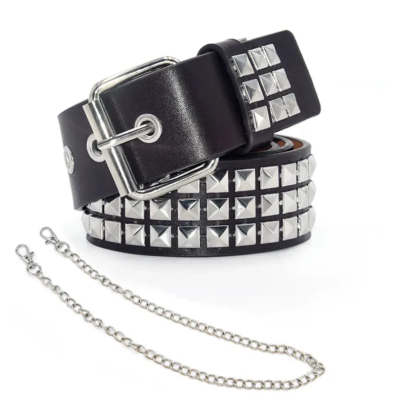 Hollow Decoration Leather Studded Belt