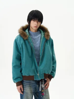 Hooded Faux Fur Trim Insulated Jacket