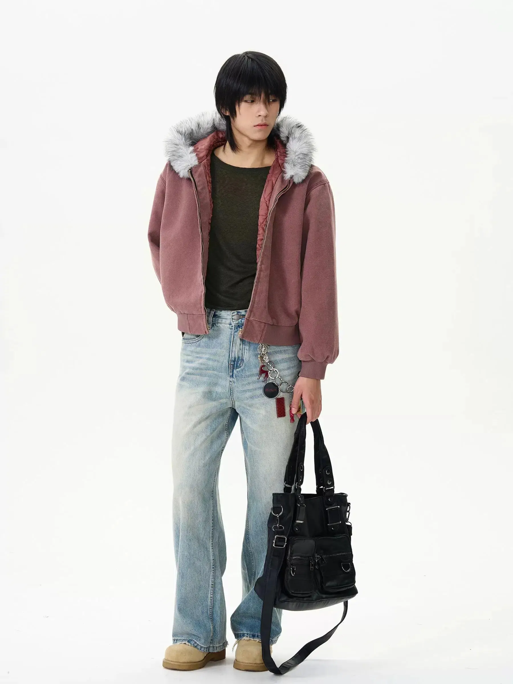 Hooded Faux Fur Trim Insulated Jacket