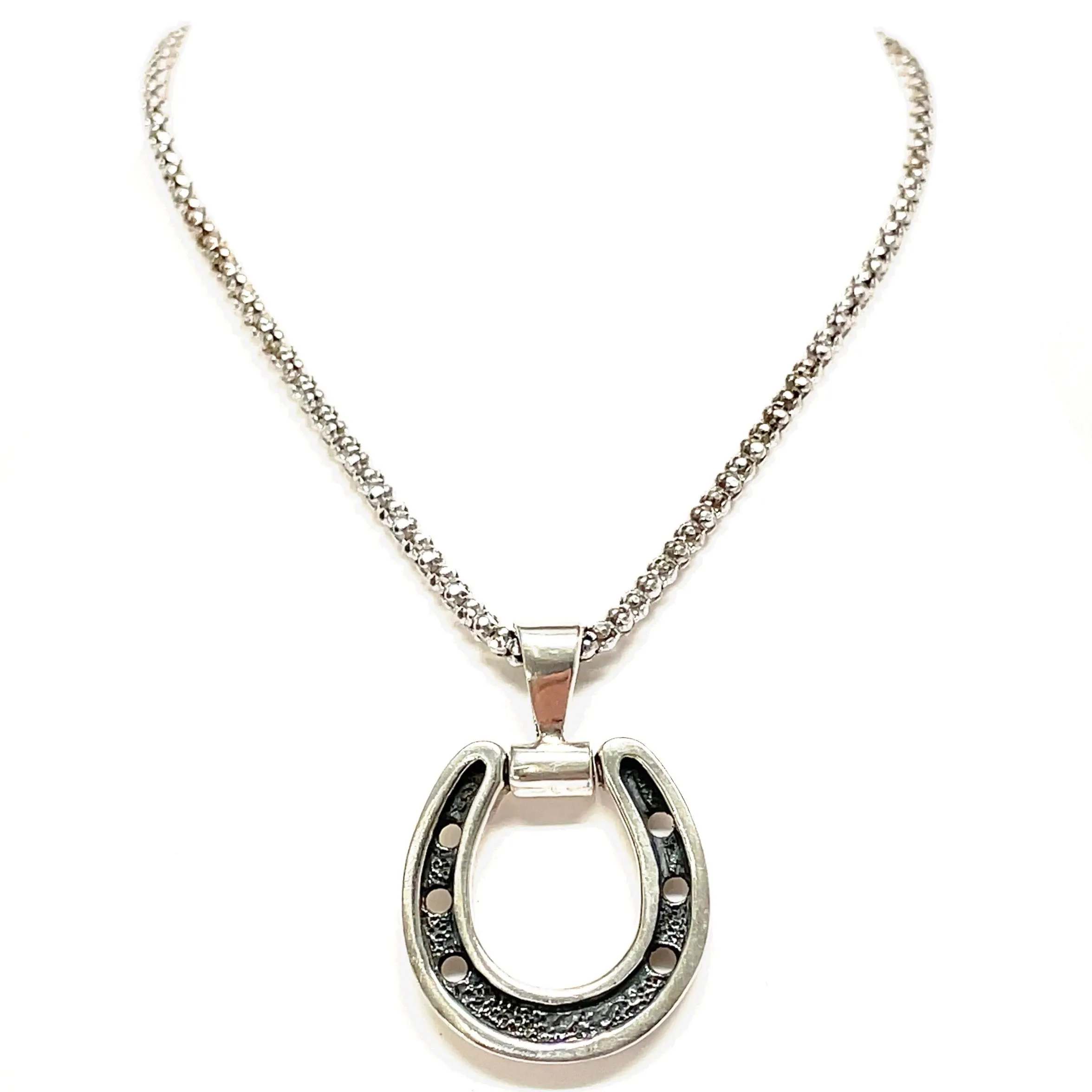 Horseshoe Necklace With Oxidized Finish