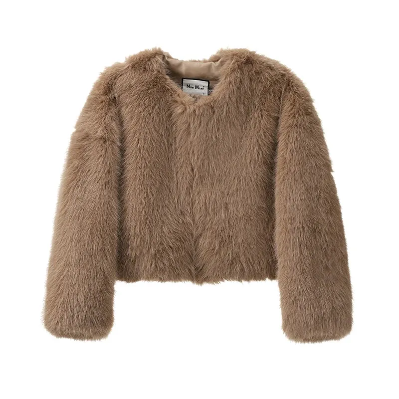 Iconic Gradient Faux Fur Cropped Jacket
