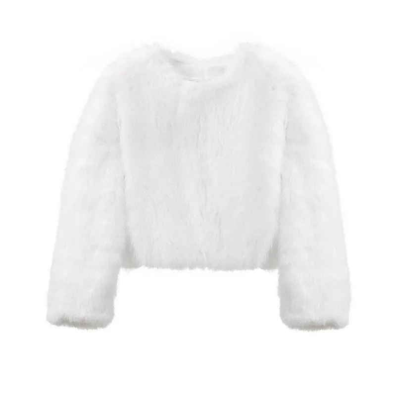 Iconic Gradient Faux Fur Cropped Jacket
