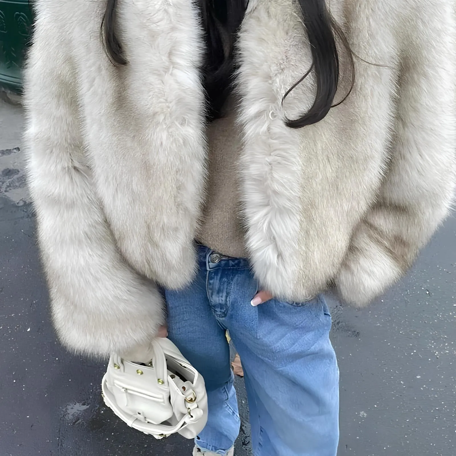 Iconic Gradient Faux Fur Cropped Jacket