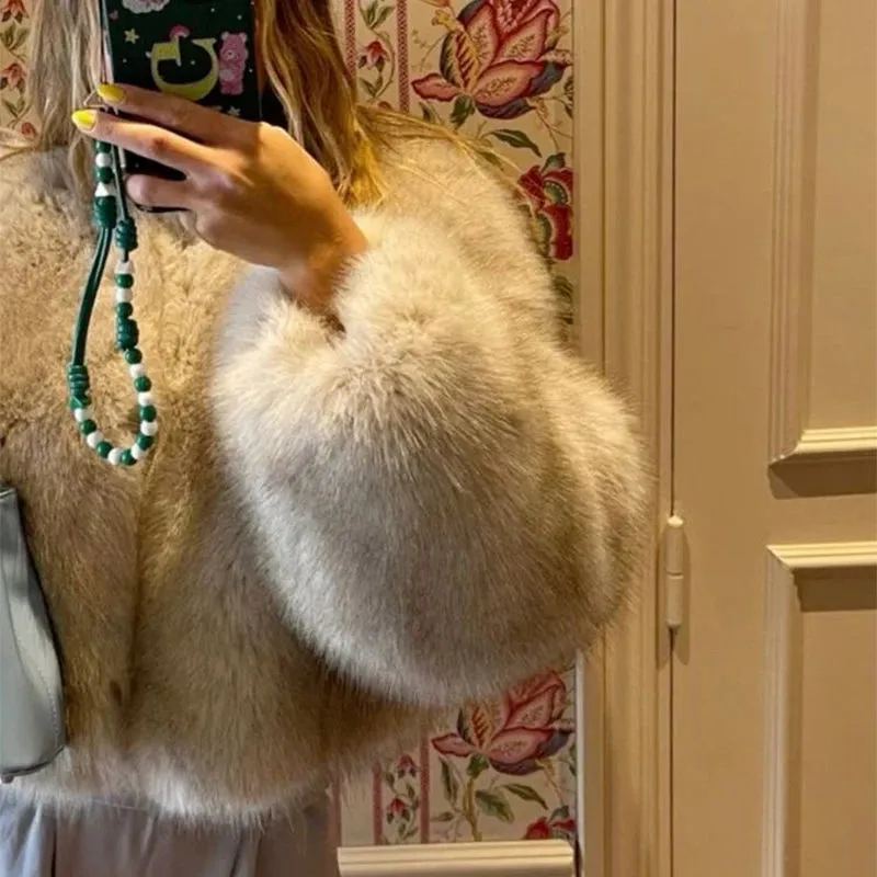 Iconic Gradient Faux Fur Cropped Jacket