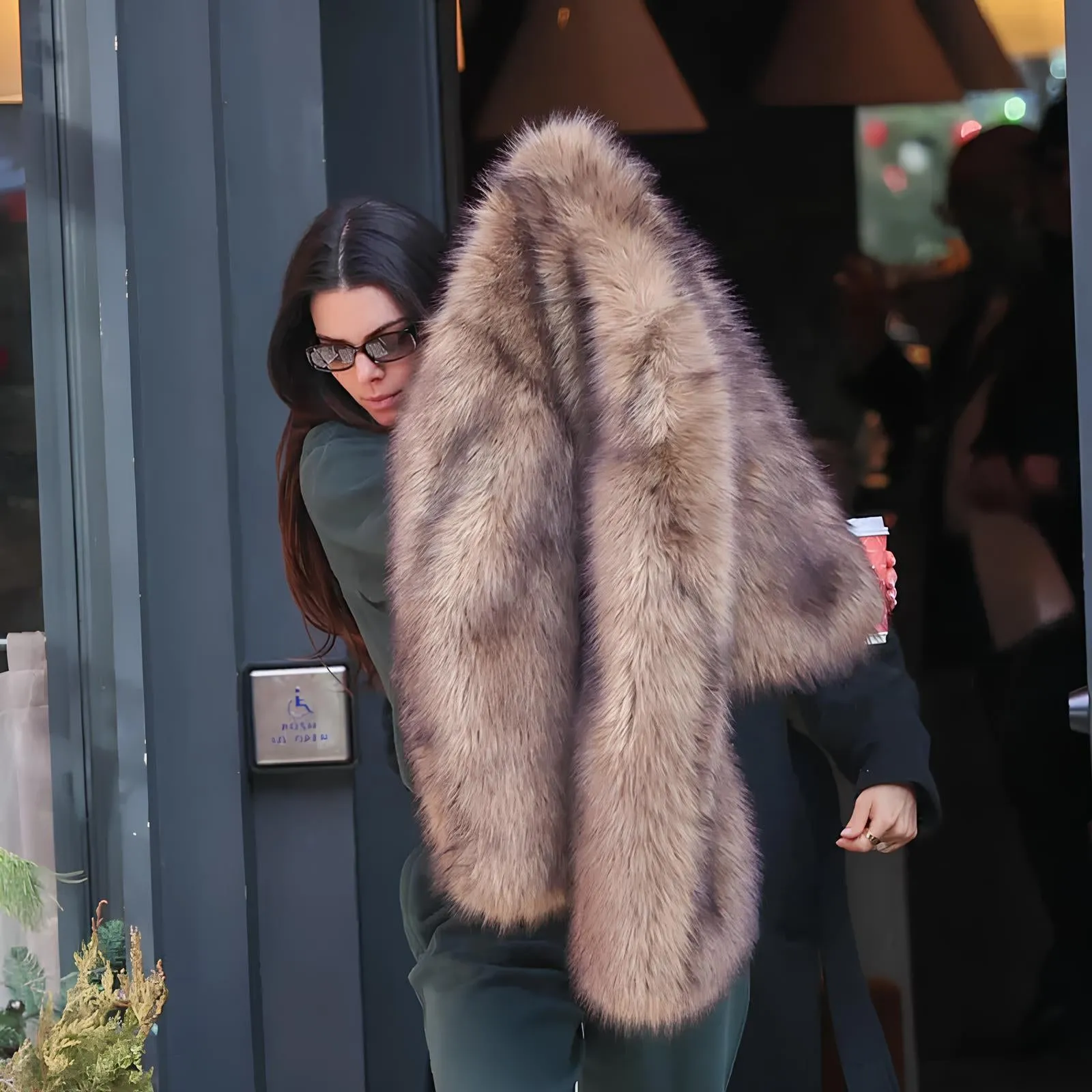 Iconic Gradient Faux Fur Cropped Jacket