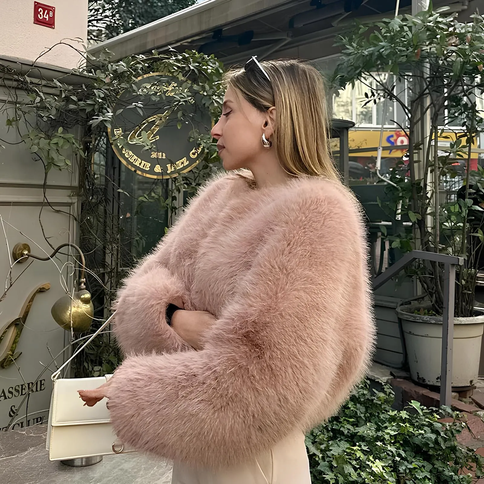 Iconic Gradient Faux Fur Cropped Jacket