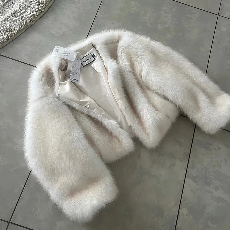 Iconic Gradient Faux Fur Cropped Jacket