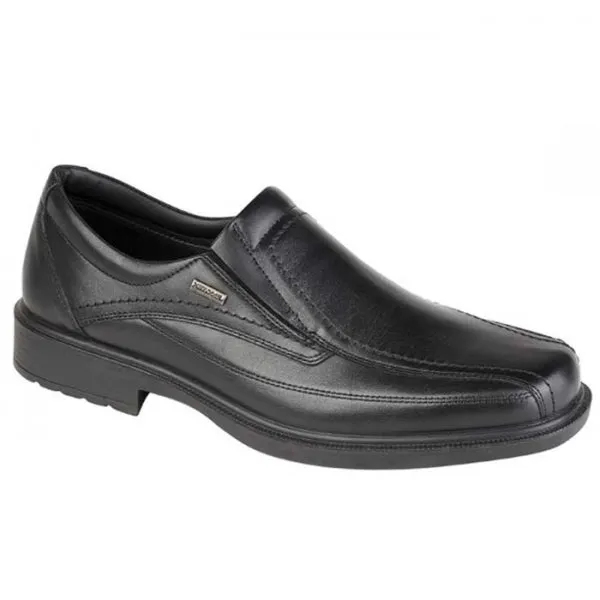 IMAC DANNY Mens Leather Slip On Loafers Black