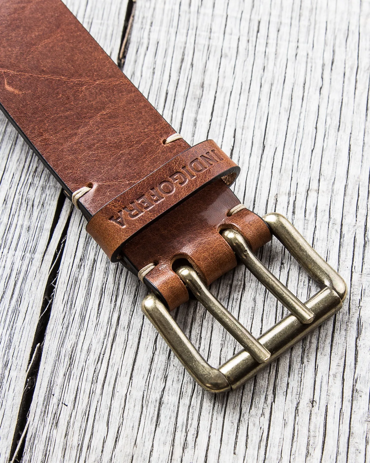 Indigofera Danko Two Prong Leather Belt Brown