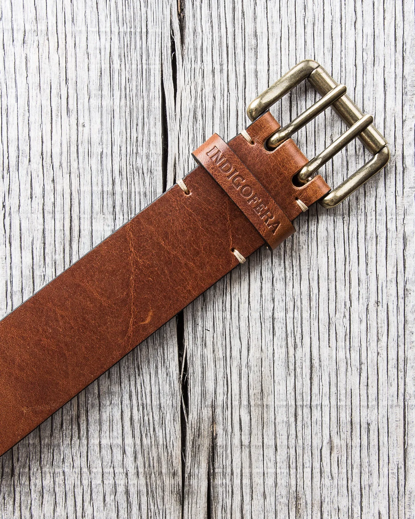 Indigofera Danko Two Prong Leather Belt Brown