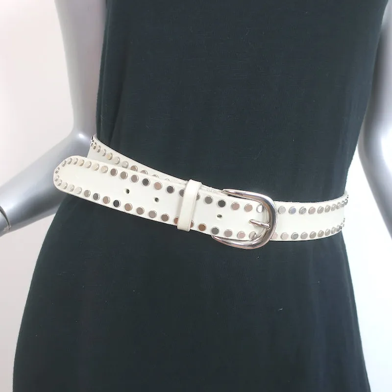 Isabel Marant Zap Studded Leather Belt White Size 30