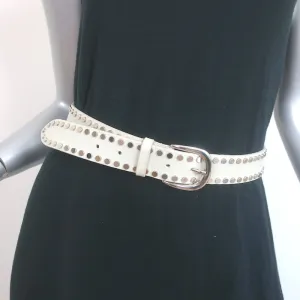 Isabel Marant Zap Studded Leather Belt White Size 30