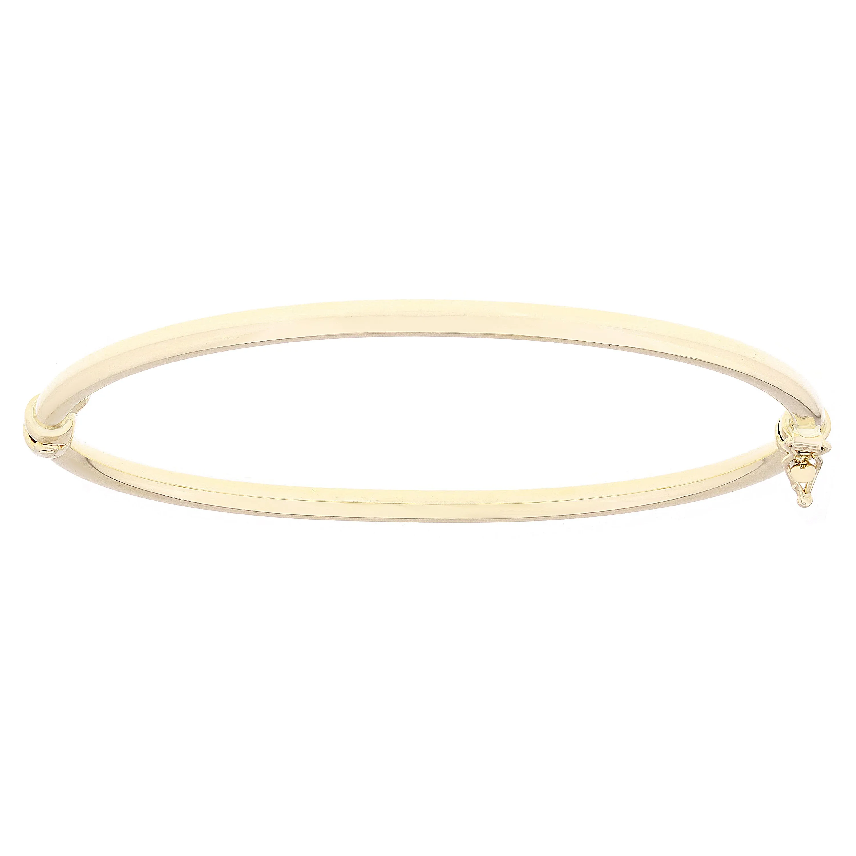 Italian 14k Yellow Gold Polished Hollow Tube Oval Bangle Bracelet 3mm 7"