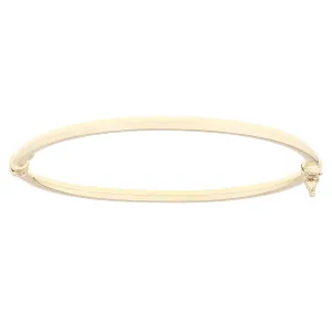 Italian 14k Yellow Gold Polished Hollow Tube Oval Bangle Bracelet 3mm 7"