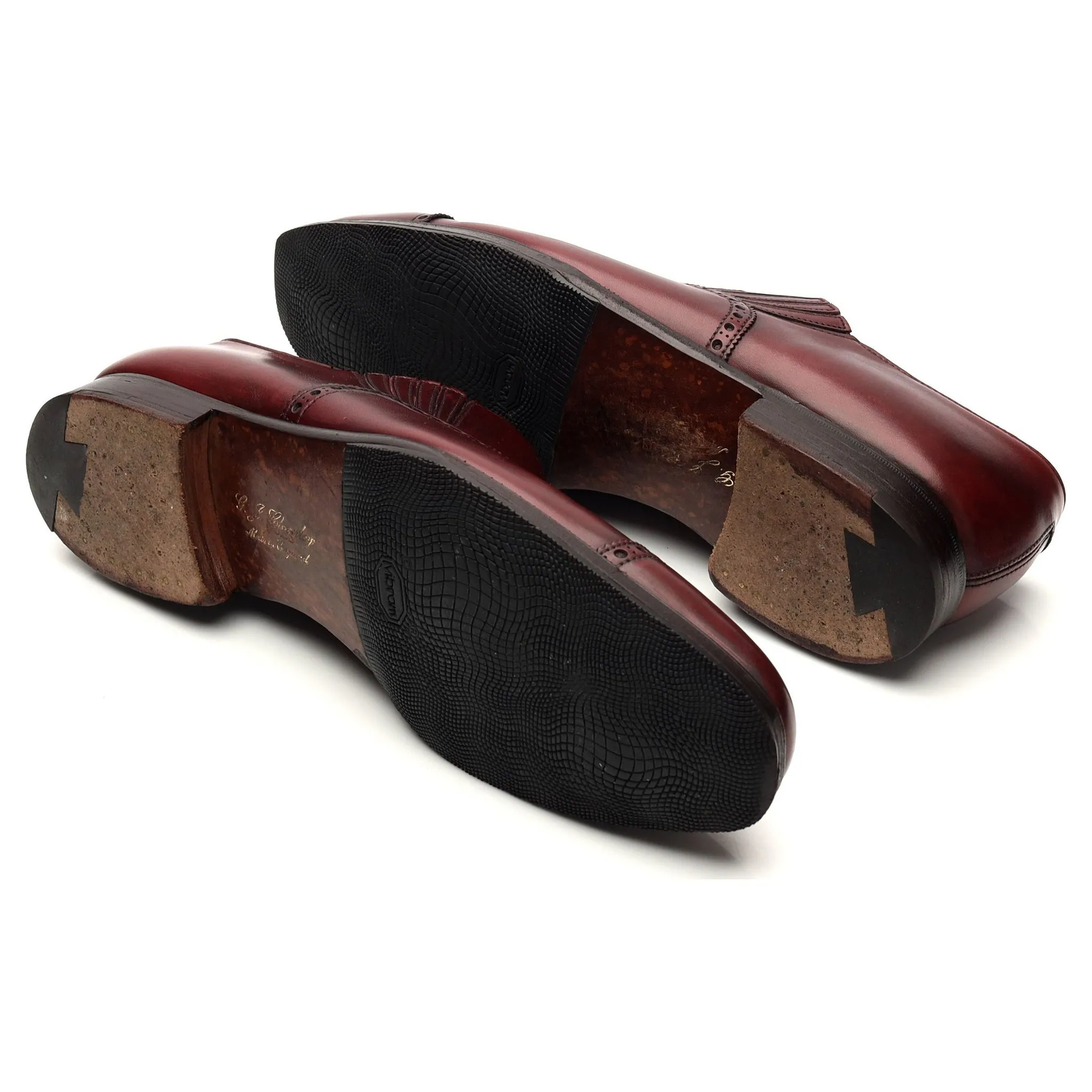 'Jack' Burgundy Leather Lazyman Slip On Loafers UK 7 E