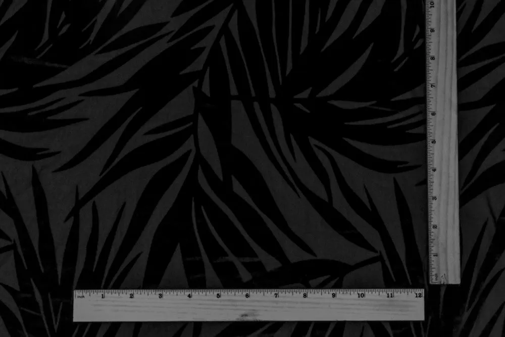 Jade Black-Black Leaf Stretch Burnout Velvet Knit Fabric