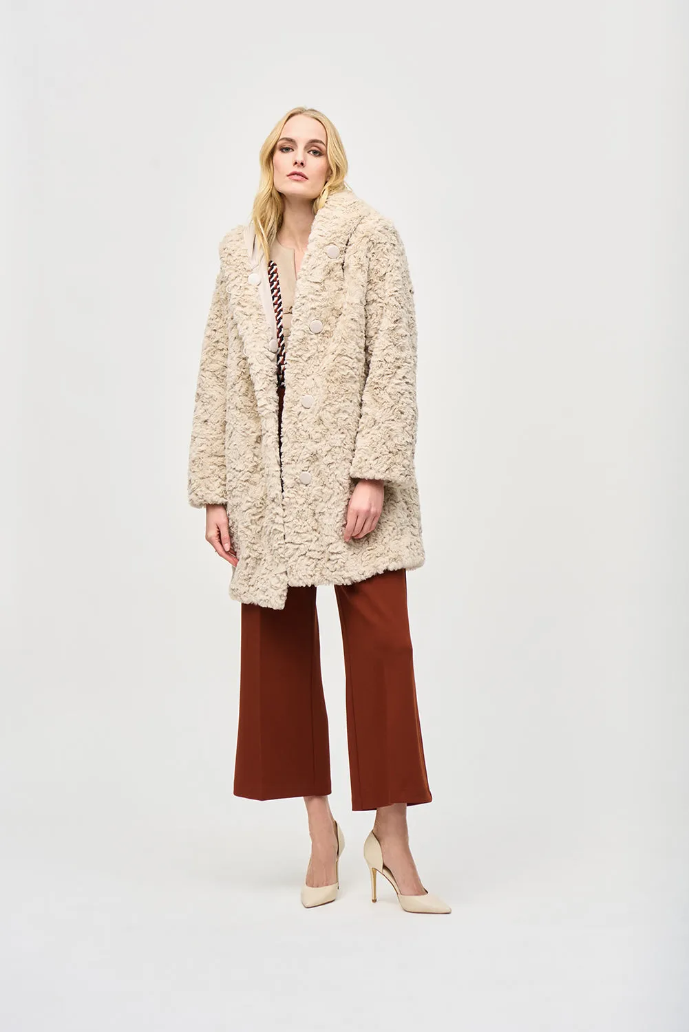Joseph Ribkoff Reversible Faux Fur Coat Jr243903