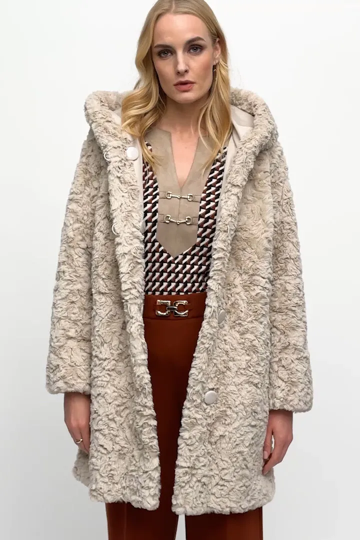 Joseph Ribkoff Reversible Faux Fur Coat Jr243903