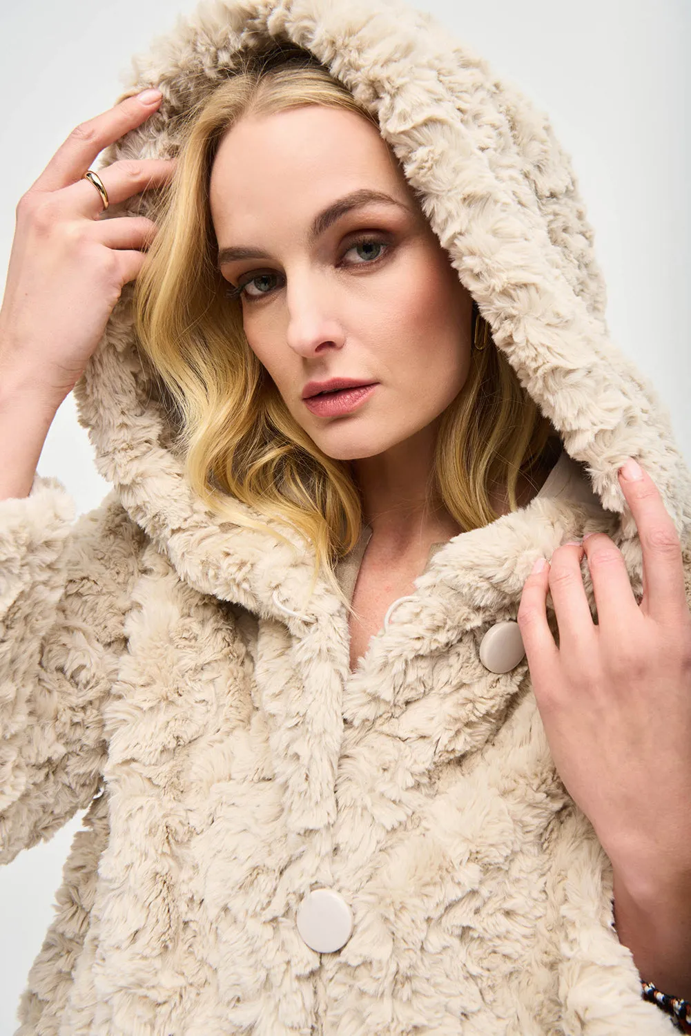 Joseph Ribkoff Reversible Faux Fur Coat Jr243903
