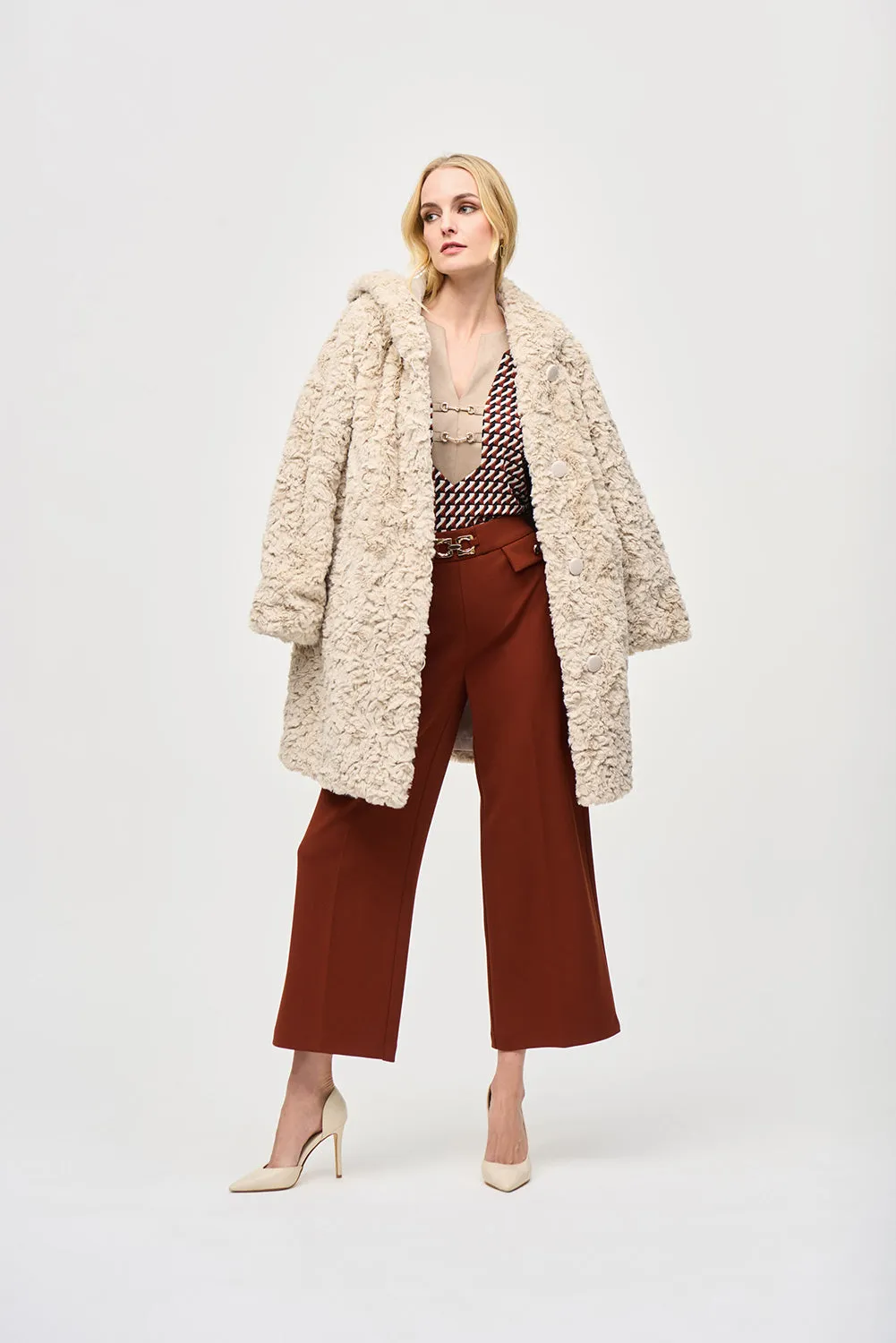 Joseph Ribkoff Reversible Faux Fur Coat Jr243903