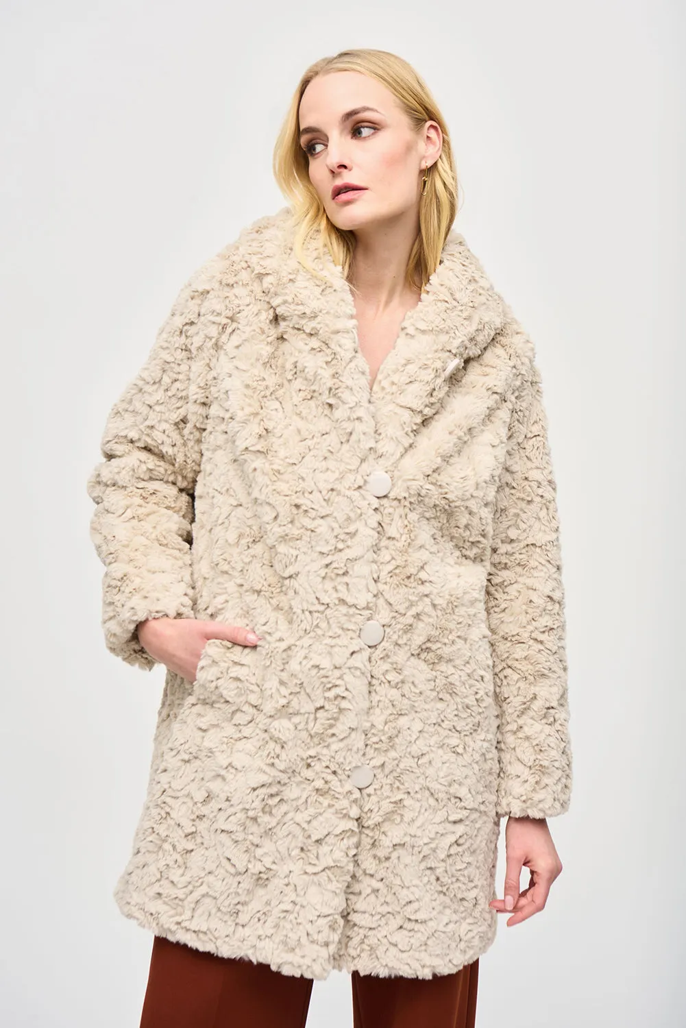 Joseph Ribkoff Reversible Faux Fur Coat Jr243903