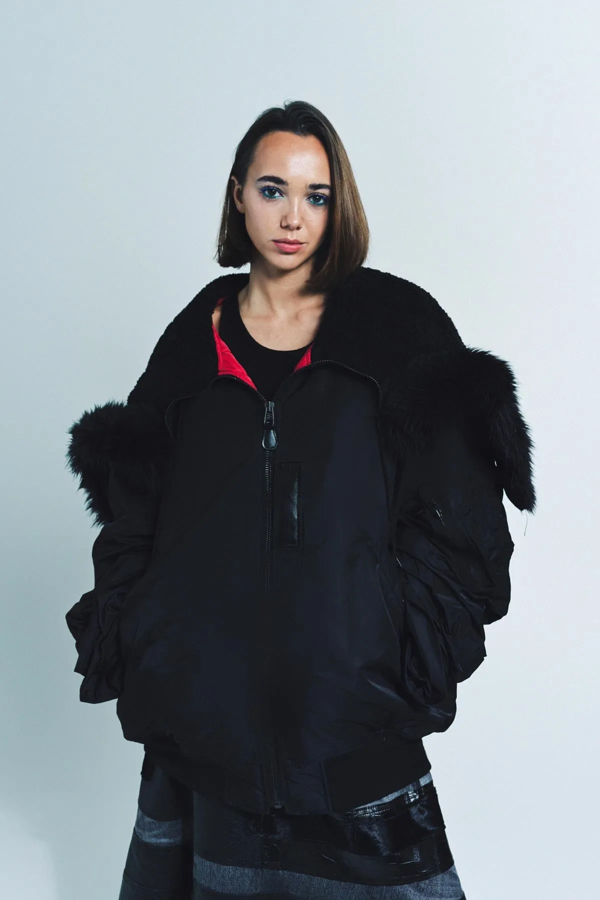 JUNYA WATANABE | TWILL FAUX FUR JACKET