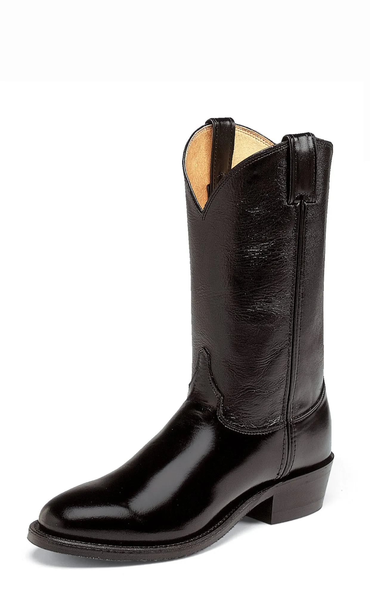 Justin Mens Black Calfskin Leather Western Boots 12in Melo-Veal 10.5EE
