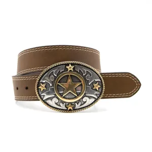 Kids’ 1 1/4" Texas Ranger Buckle with Double Stitch Belt