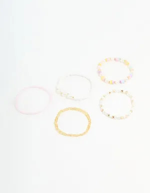 Kids Beaded Heart & Mixed Stretch Bracelets 5-Pack