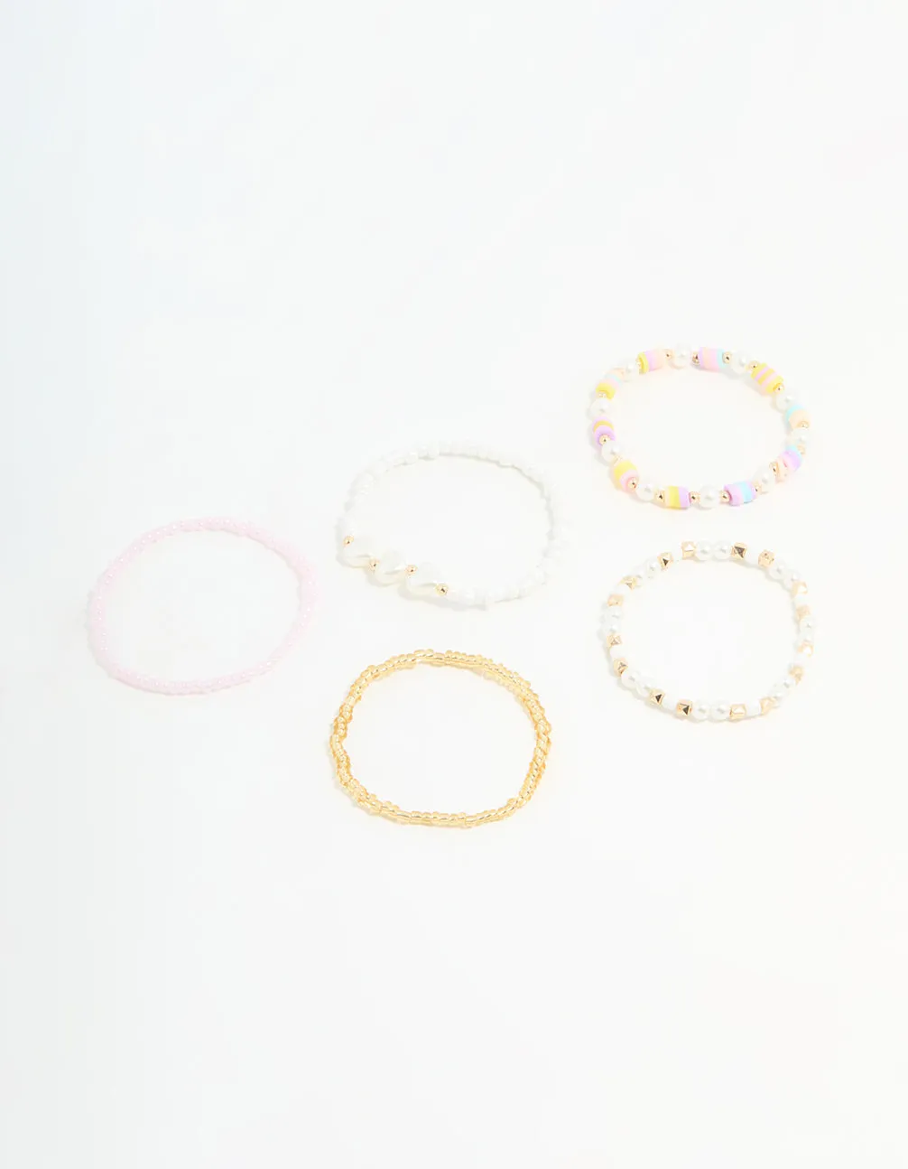 Kids Beaded Heart & Mixed Stretch Bracelets 5-Pack