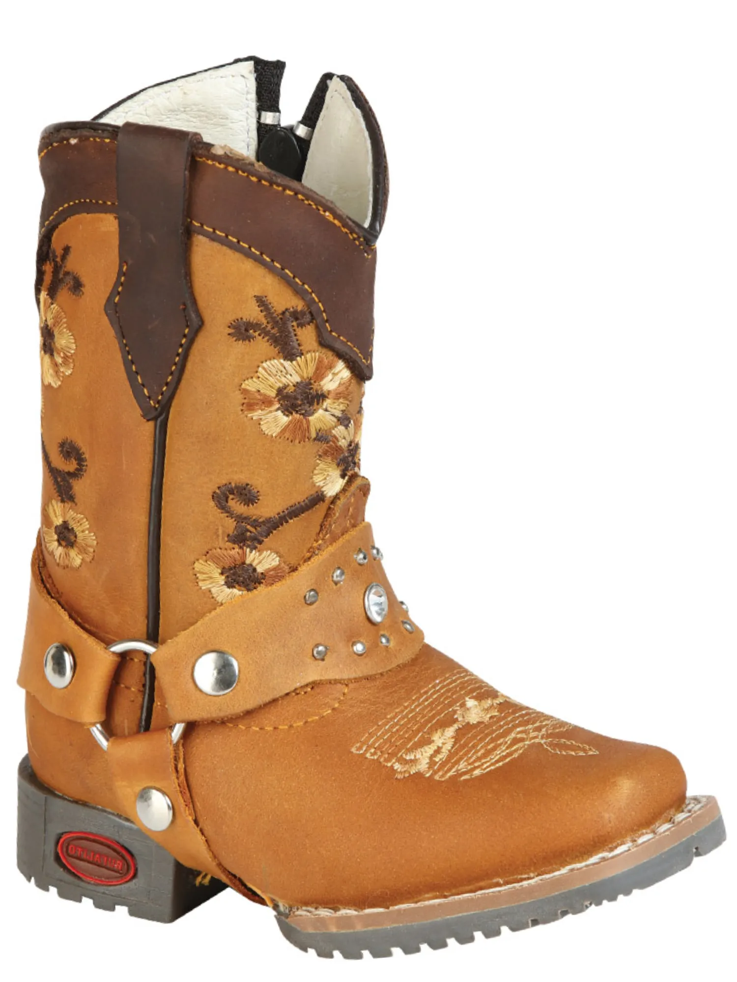 Kids - Botas Vaqueras Rodeo Clasicas con Arnes de Piel Genuina para Bebes 'Jar Boots' - ID: 126575