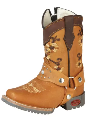 Kids - Botas Vaqueras Rodeo Clasicas con Arnes de Piel Genuina para Bebes 'Jar Boots' - ID: 126575