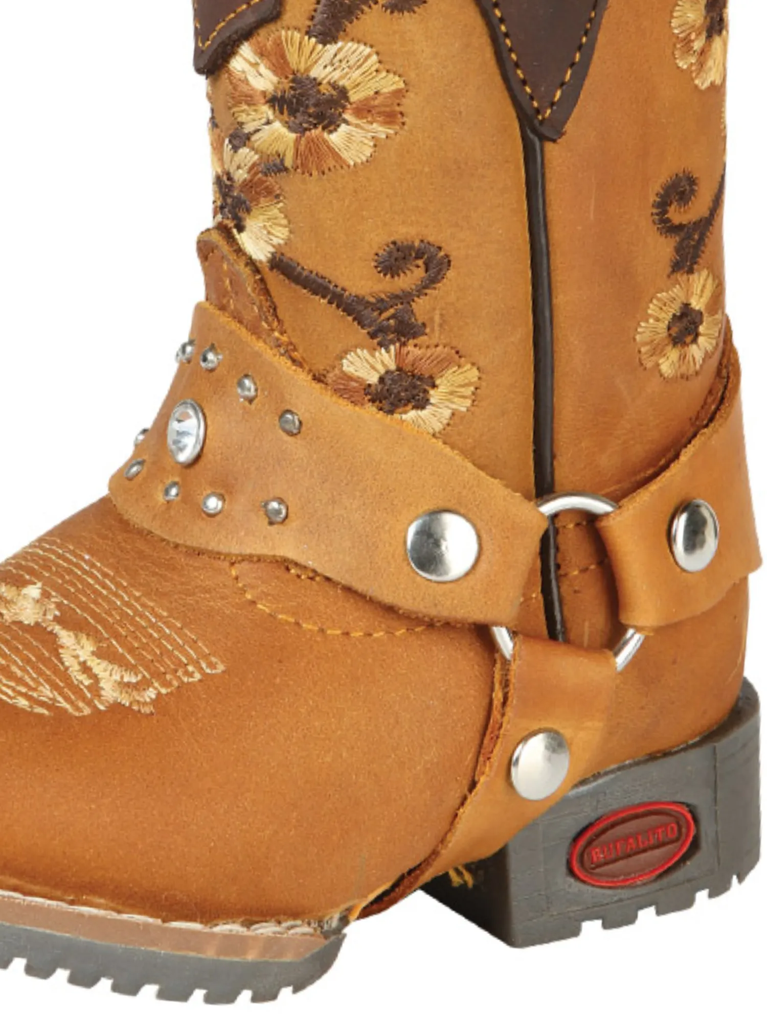 Kids - Botas Vaqueras Rodeo Clasicas con Arnes de Piel Genuina para Bebes 'Jar Boots' - ID: 126575
