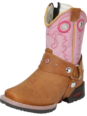 Kids - Botas Vaqueras Rodeo con Arnes de Piel Genuina para Bebes 'Jar Boots' - ID: 123027