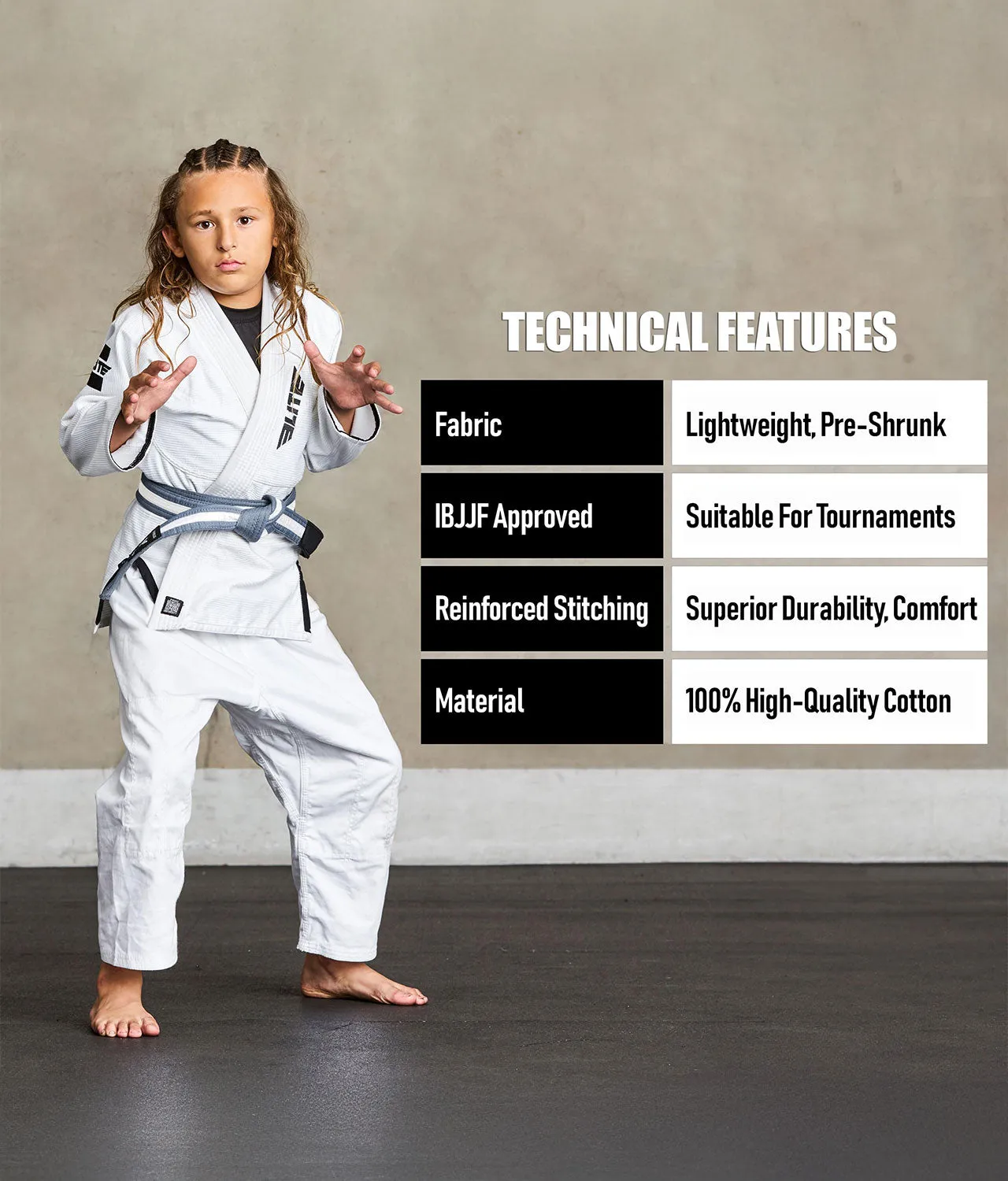 Kids' Brazilian Jiu Jitsu BJJ Gray/White Belt