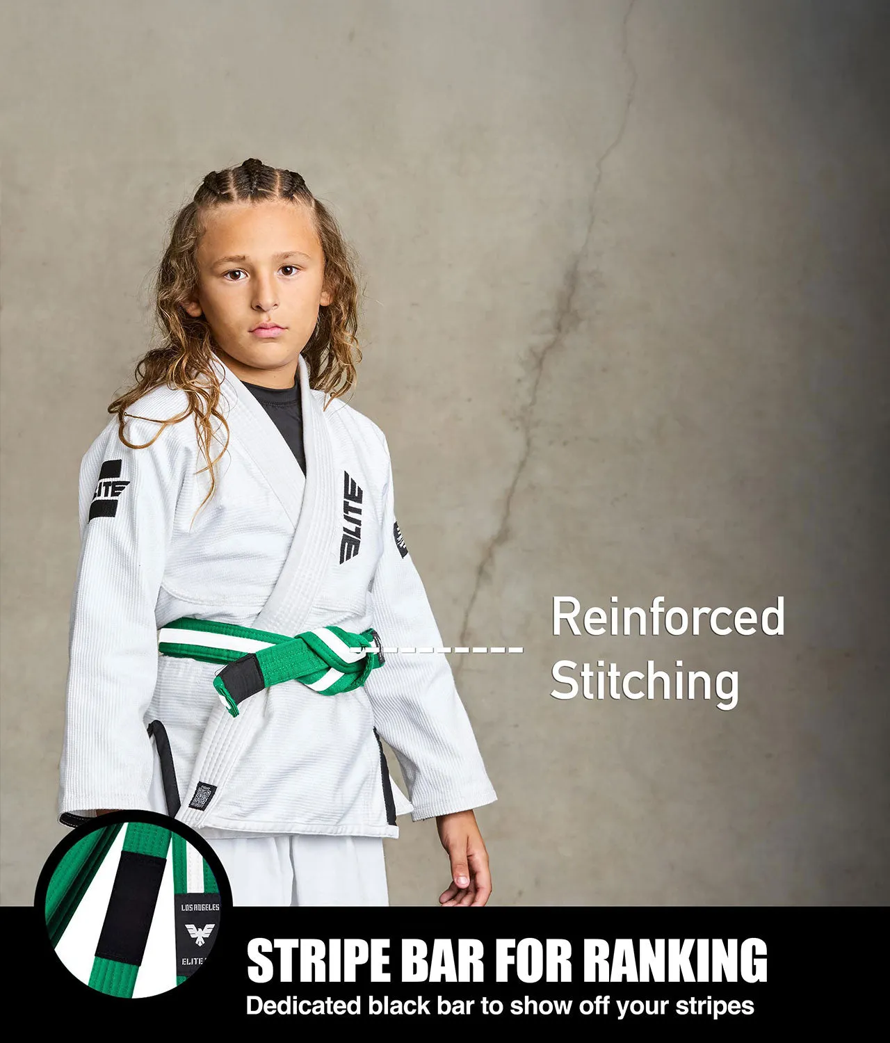 Kids' Brazilian Jiu Jitsu BJJ Green/White Belt