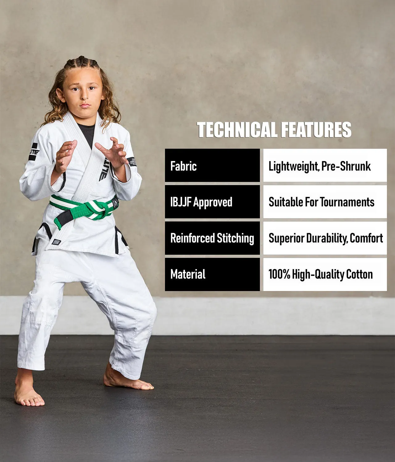 Kids' Brazilian Jiu Jitsu BJJ Green/White Belt